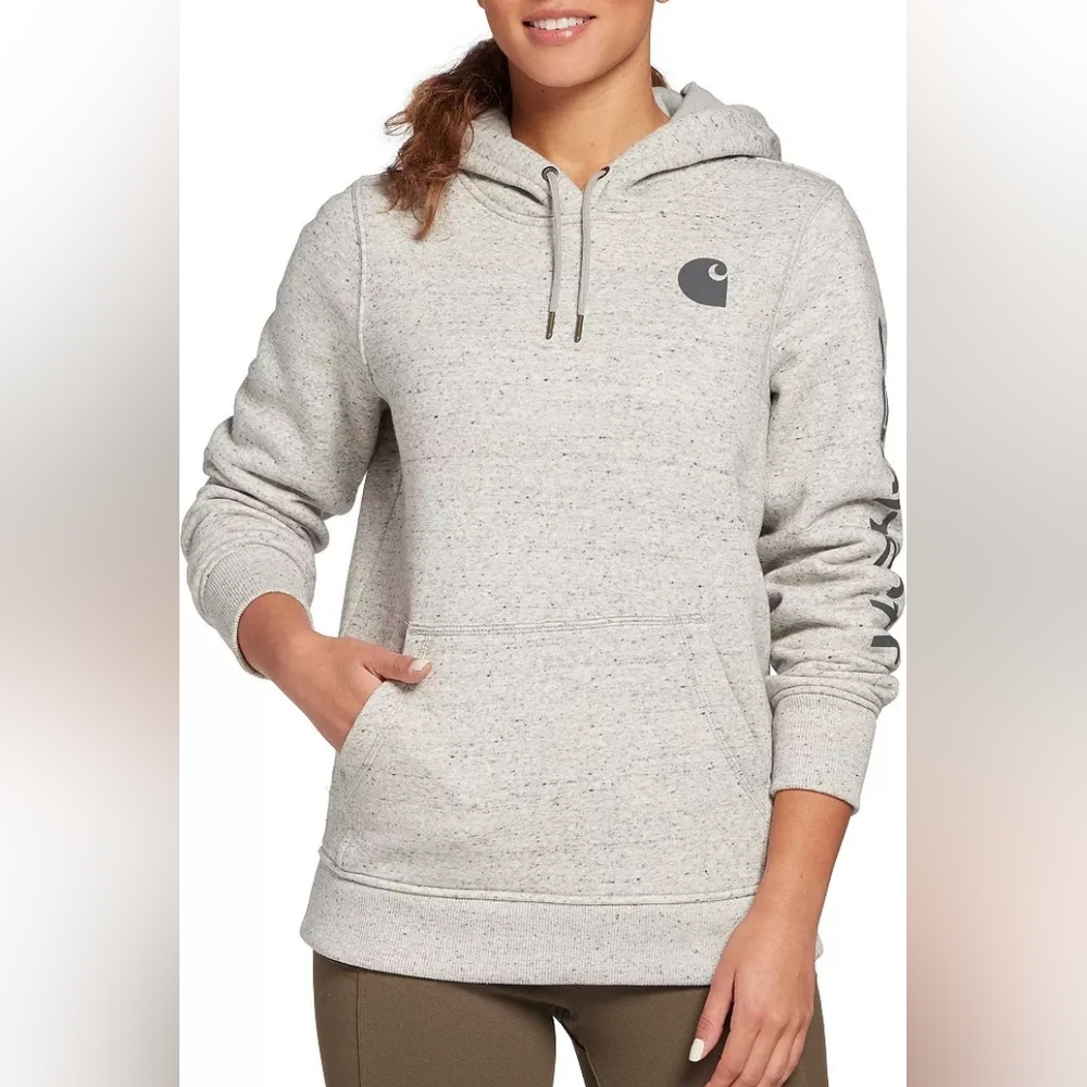 Carhartt Grey Pullover Hoodie In Size Large 12-14 EUC